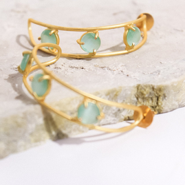 Green Half Moon Earrings