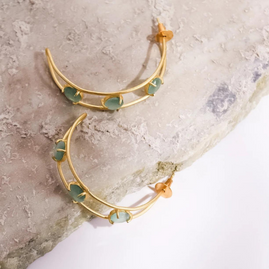 Green Half Moon Earrings