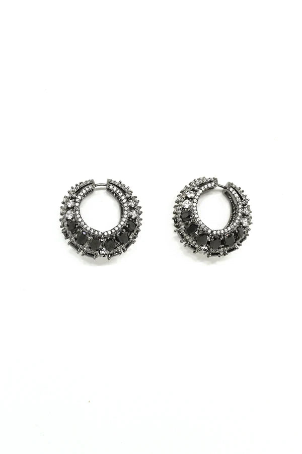 Black Navratan Hoops