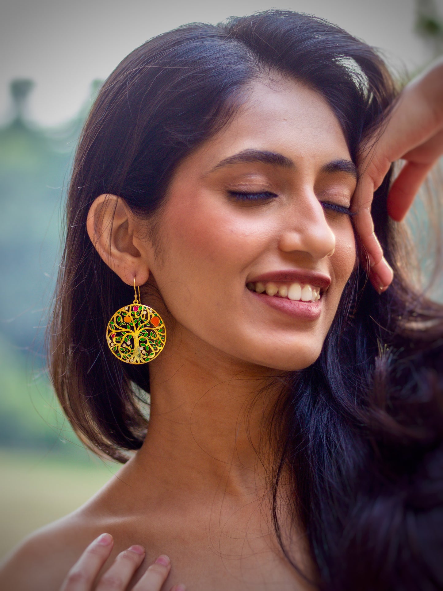 Enamel Tree Earring