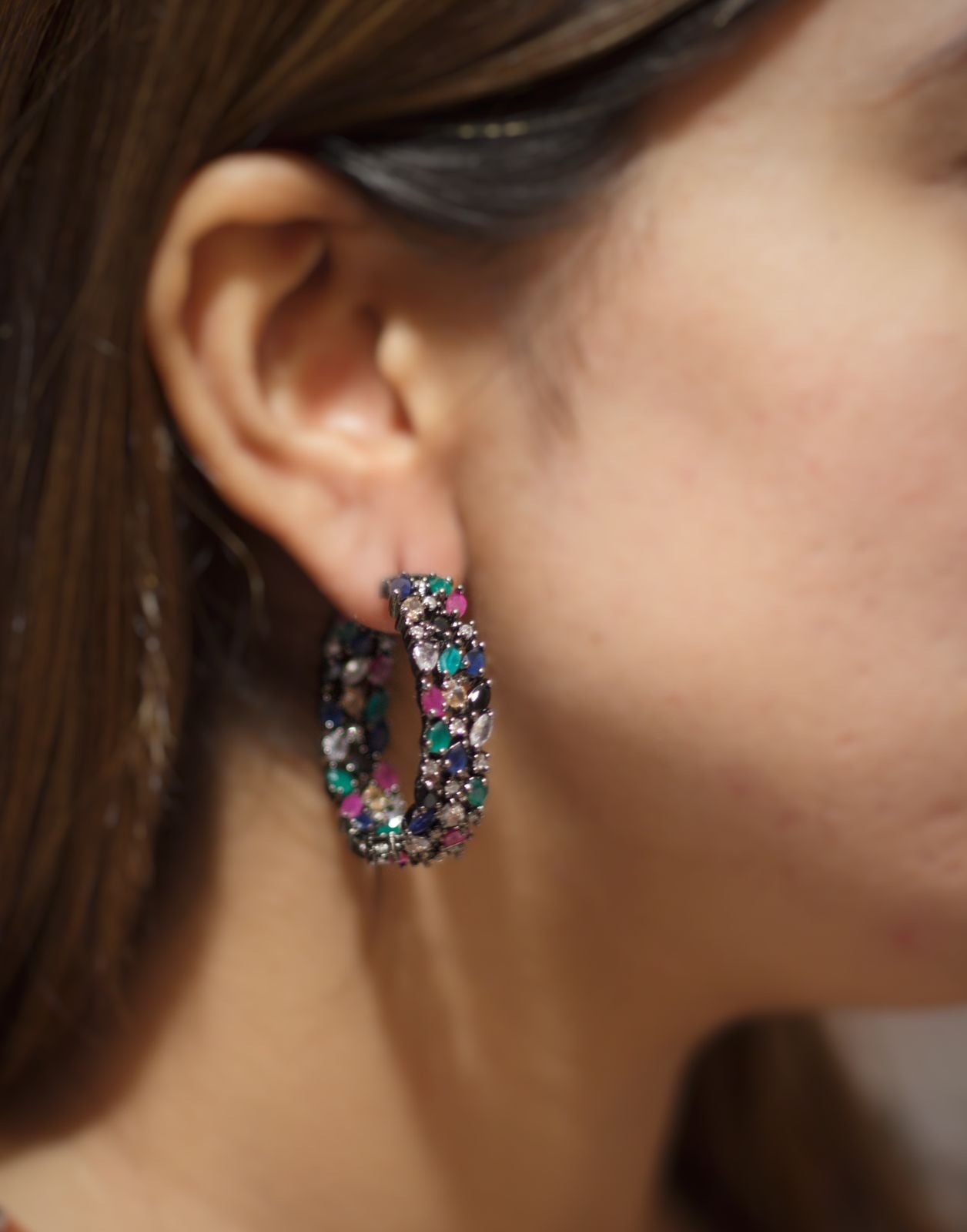Multicoloured Full Moon Hoops
