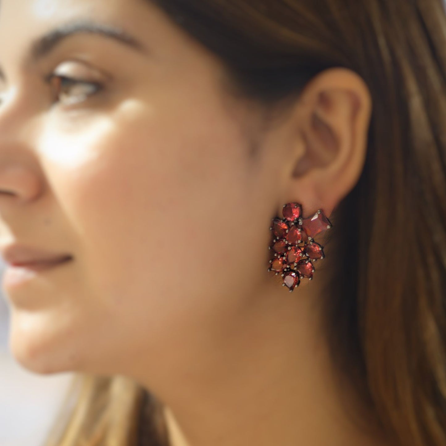 Pink Cluster Earrings