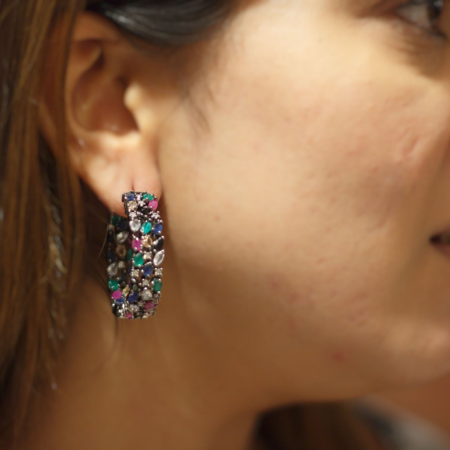 Multicoloured Full Moon Hoops