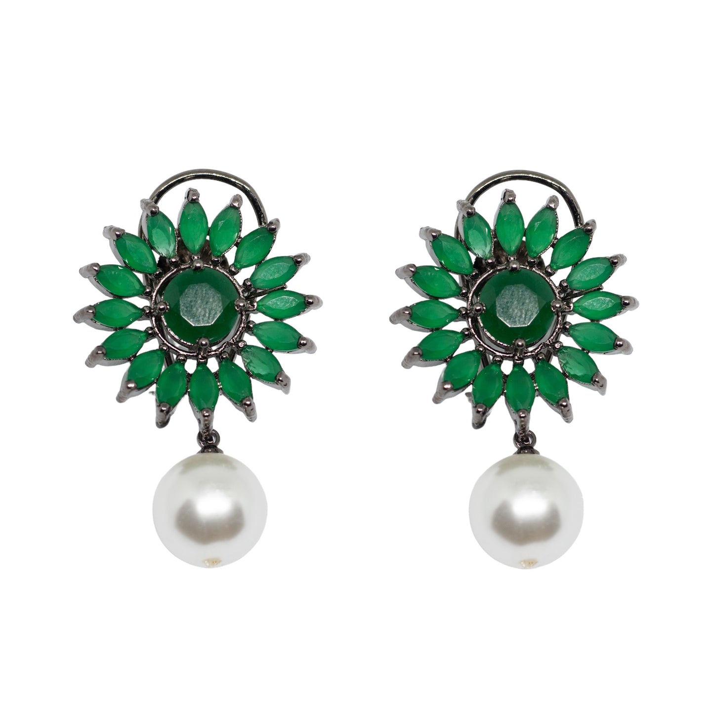 Green Sunflower Earrings