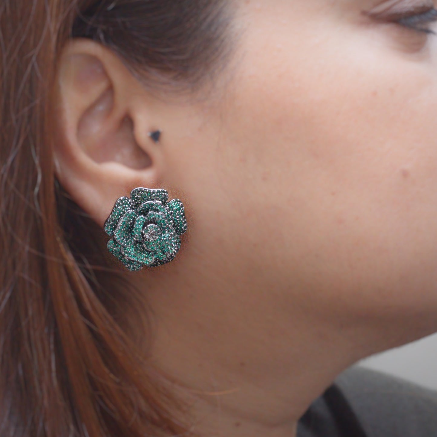 Emerald Rose Earrings