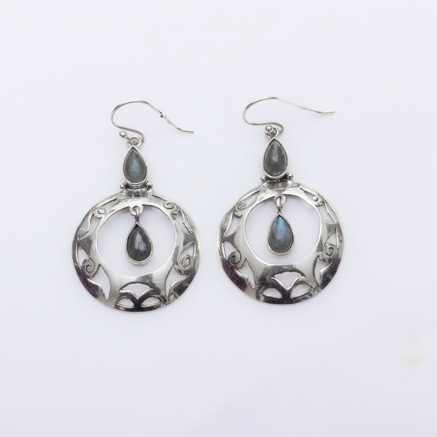 Circle Labrodorite Earring