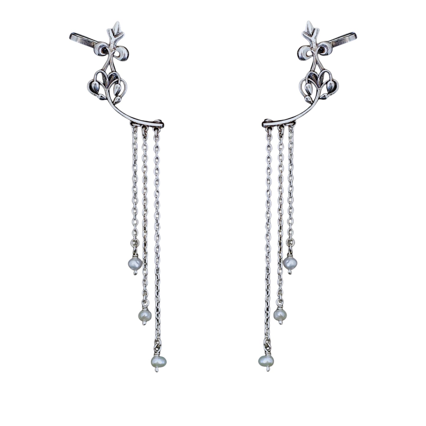Silver Jasmine Earcuffs