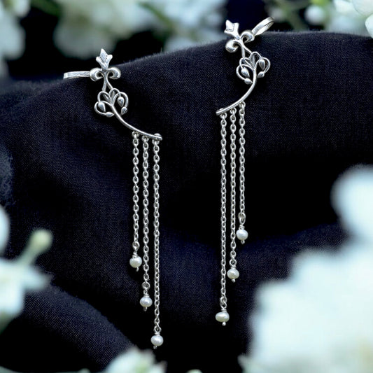 Silver Jasmine Earcuffs