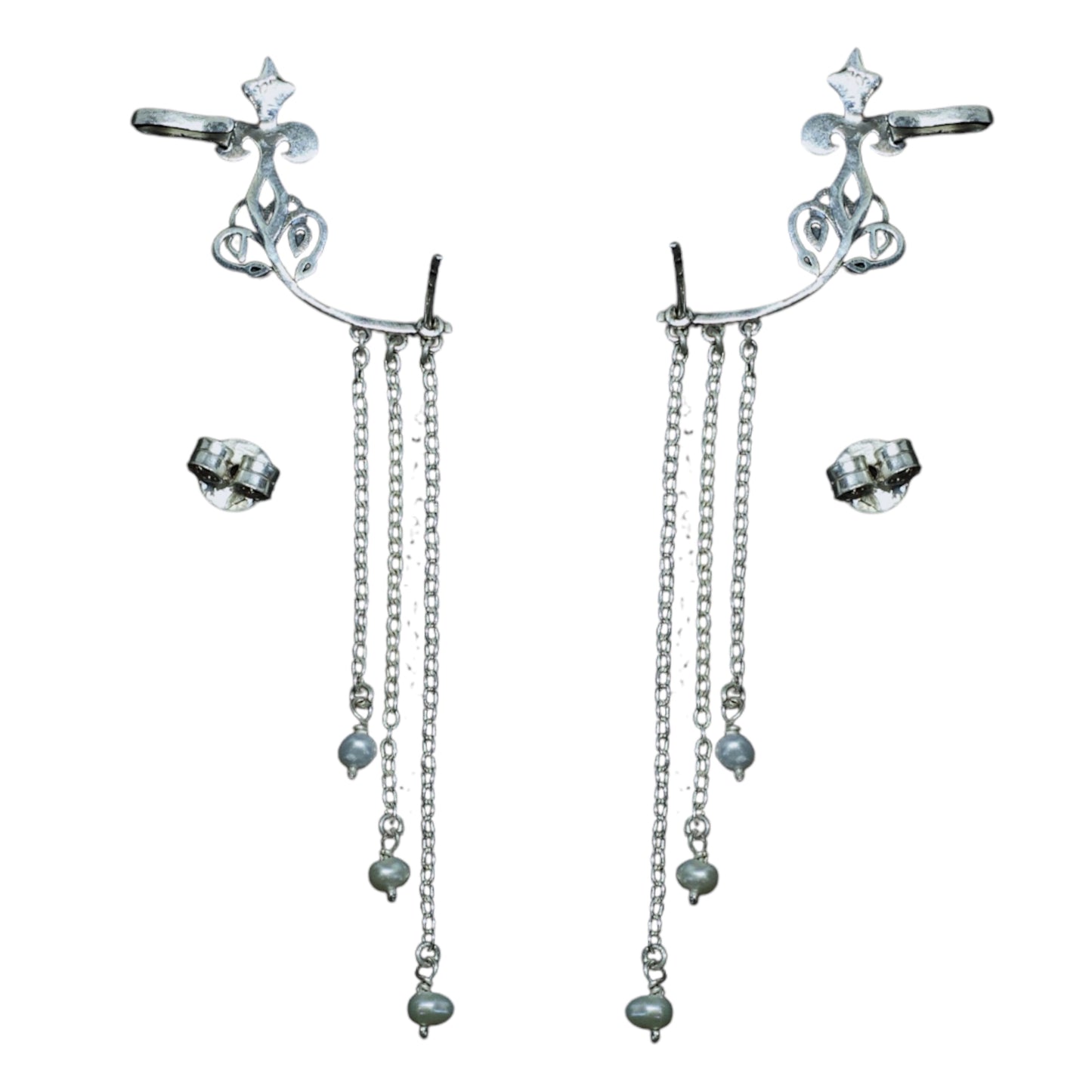 Silver Jasmine Earcuffs