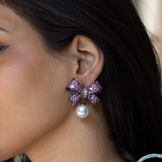 Pink Bow Earrings