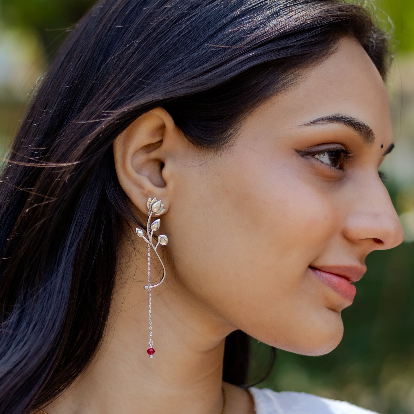 Silver Phool Earrings