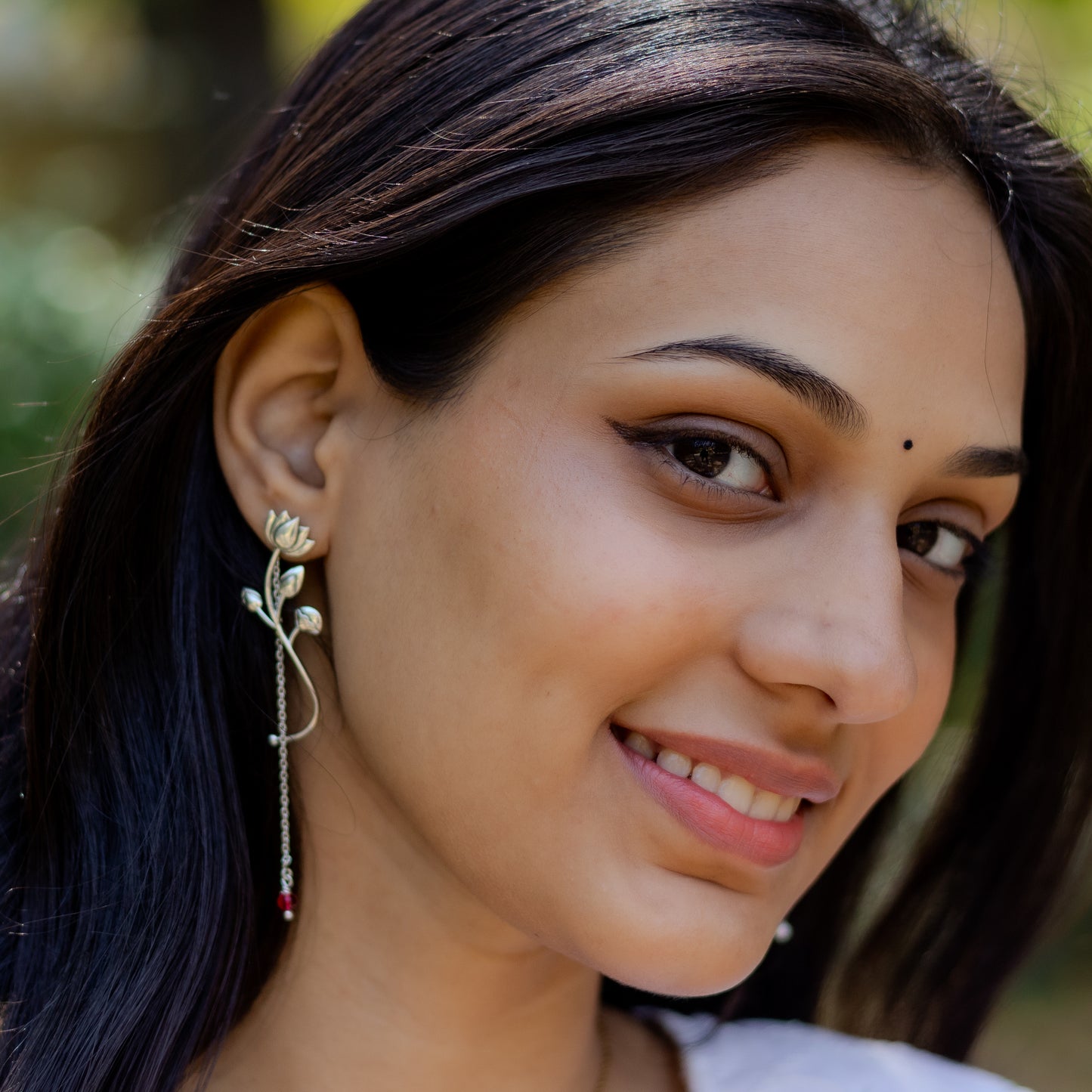 Silver Phool Earrings