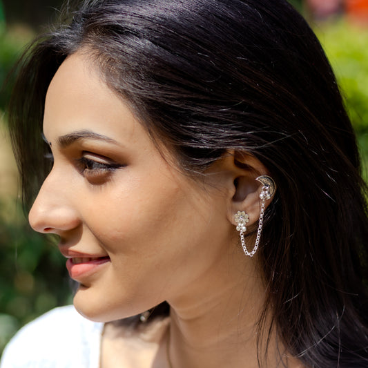 Silver Moon Earcuffs