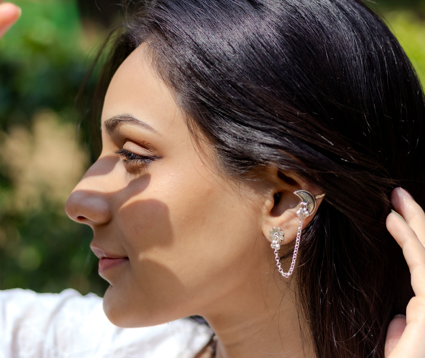 Silver Moon Earcuffs