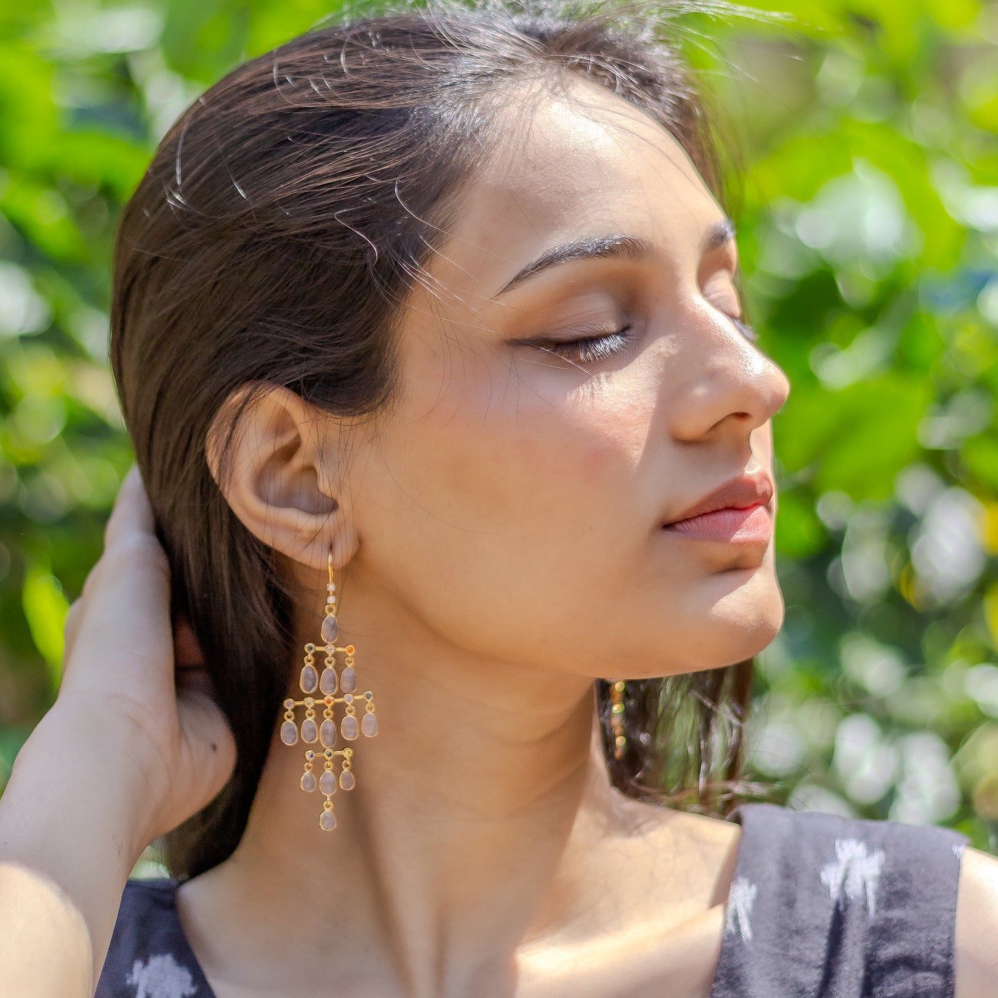 Pink diya earrings