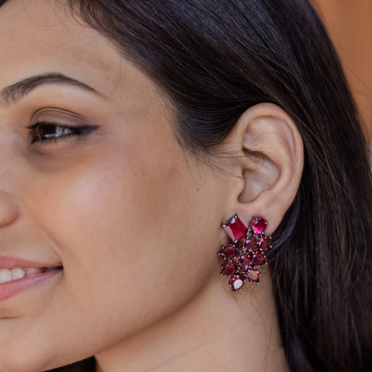 Pink Cluster Earrings