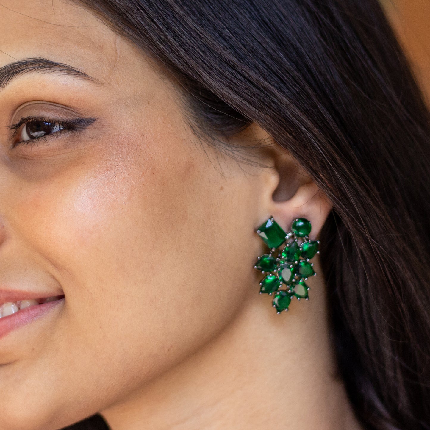 Green Cluster Earrings