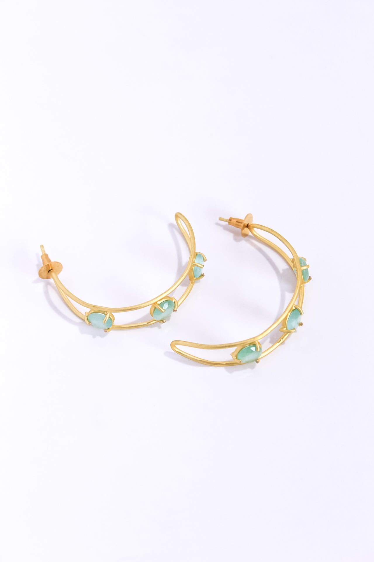 Green Half Moon Earrings