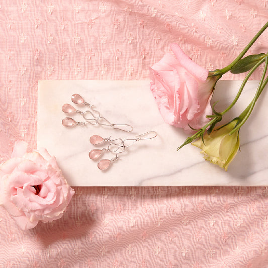 Rose Quartz Sterling Silver Earring