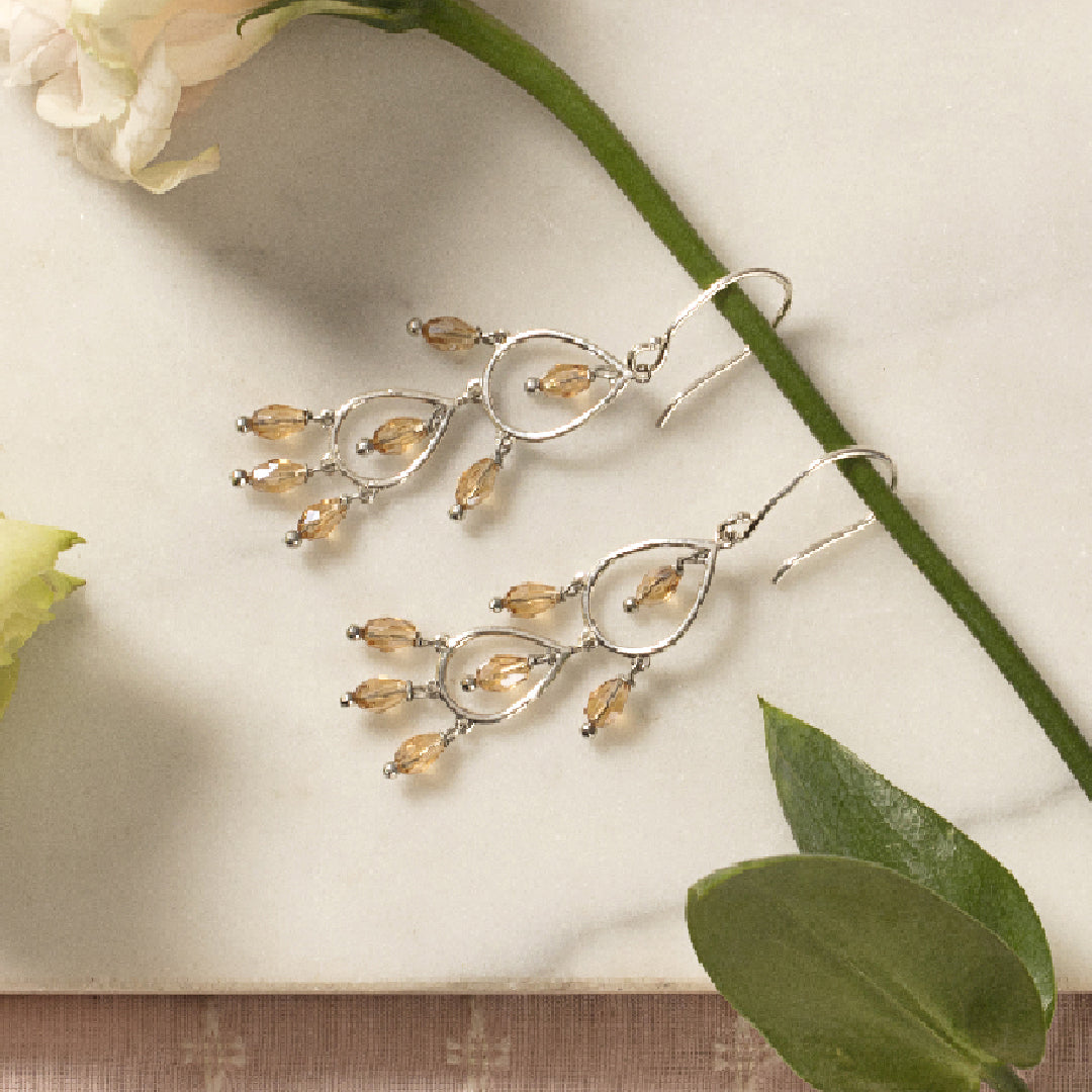Chandelier Yellow Sterling Silver Earring