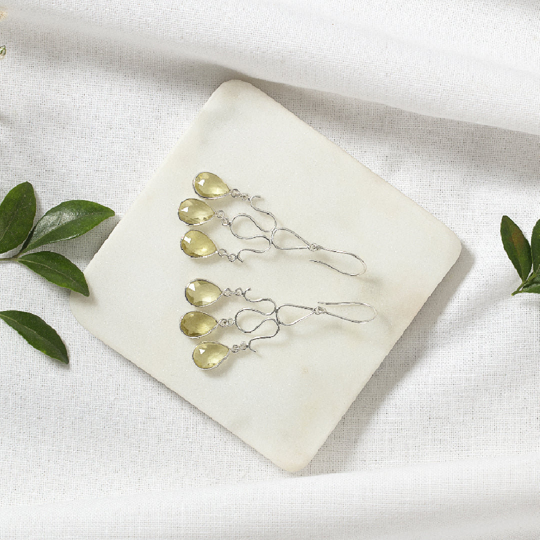 Lemon Citrine Sterling Silver Earring