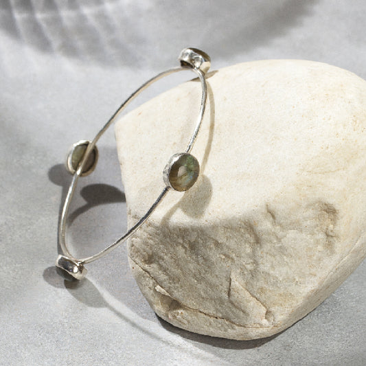 4 Stones Labradorite Silver Bracelate