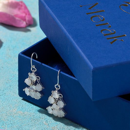 7 Stones Moon Stone Sterling Silver Earring