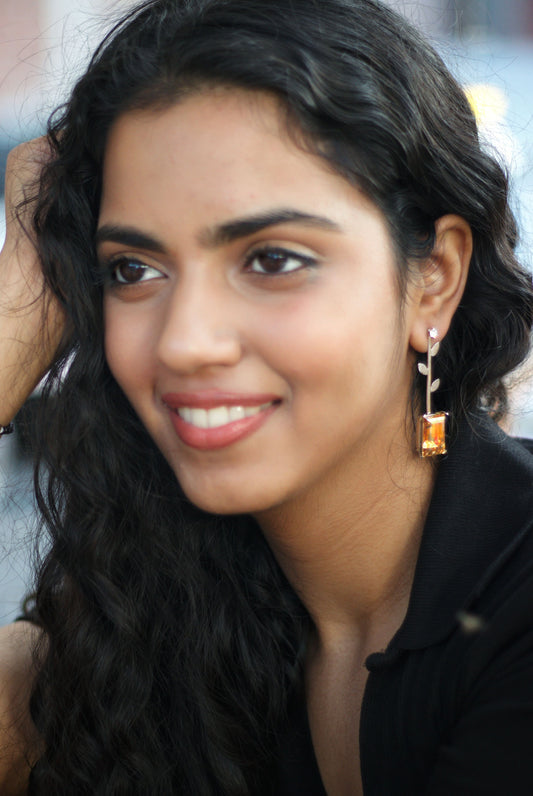 Swarovski Golden Yellow Leaf Earring