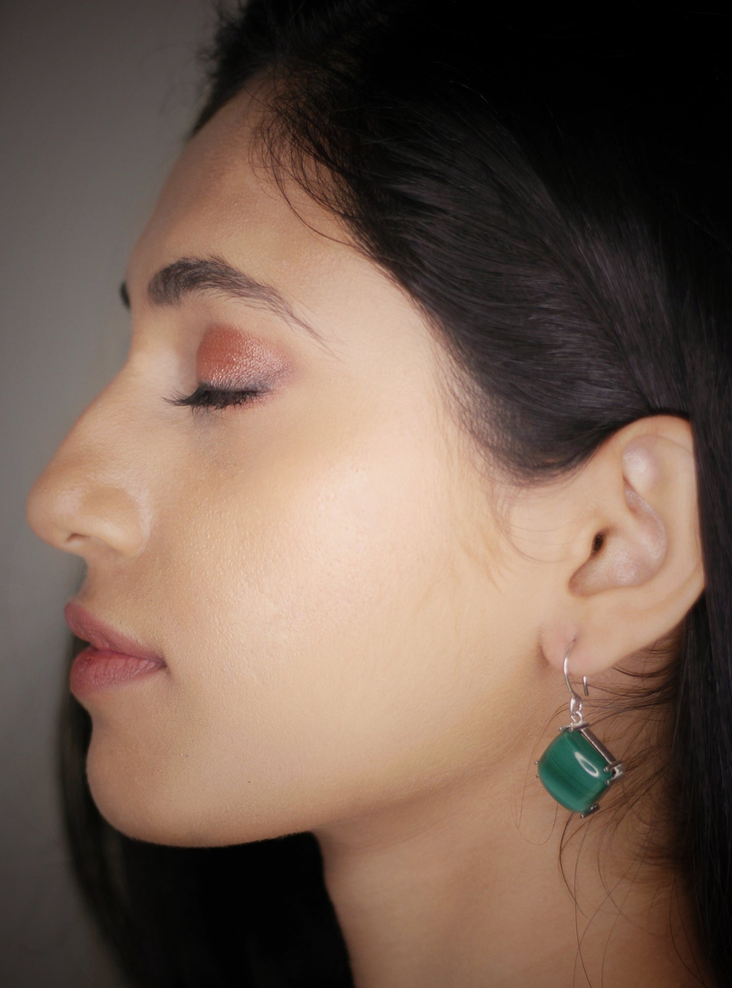 Malachite Square Sterling Silver Earring