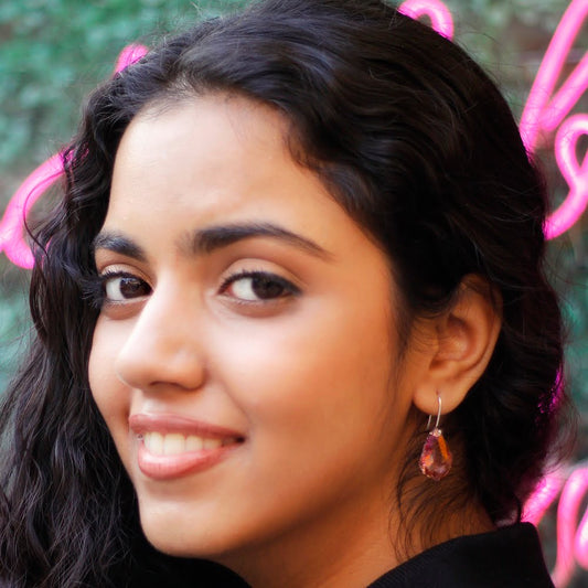 Swarosvki Stone - Amethyst Crystal - Silver Finish Earring