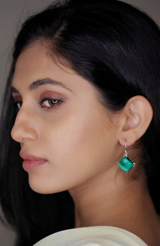 Malachite Square Sterling Silver Earring