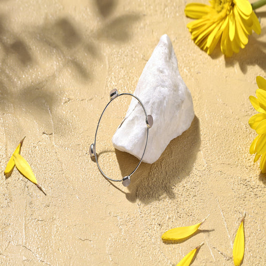 4 stones Rose Quartz Silver Bracelate