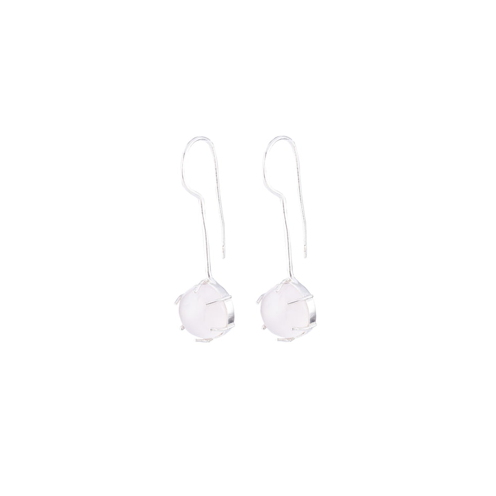 Rose Quartz Long Sterling Silver Earring