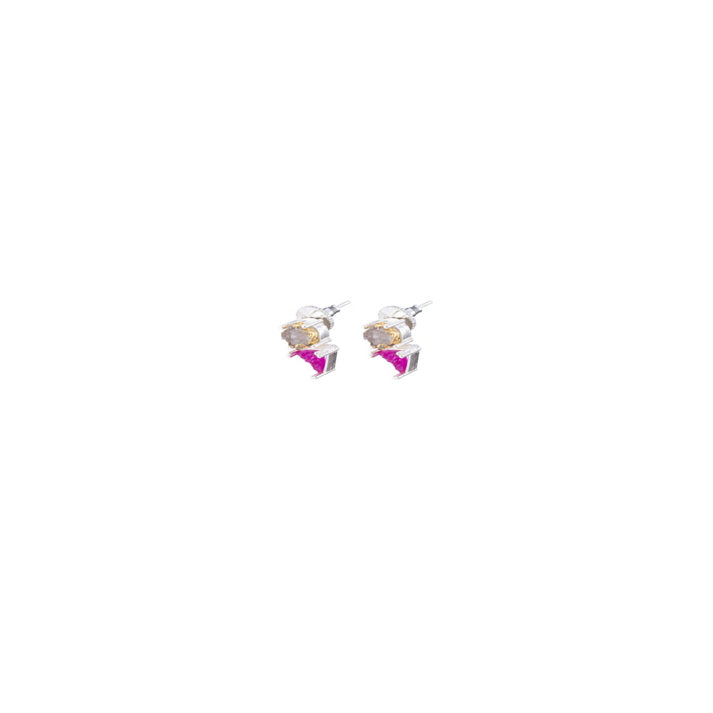 Aqua Pink Droozy Stone Sterling Silver Earring