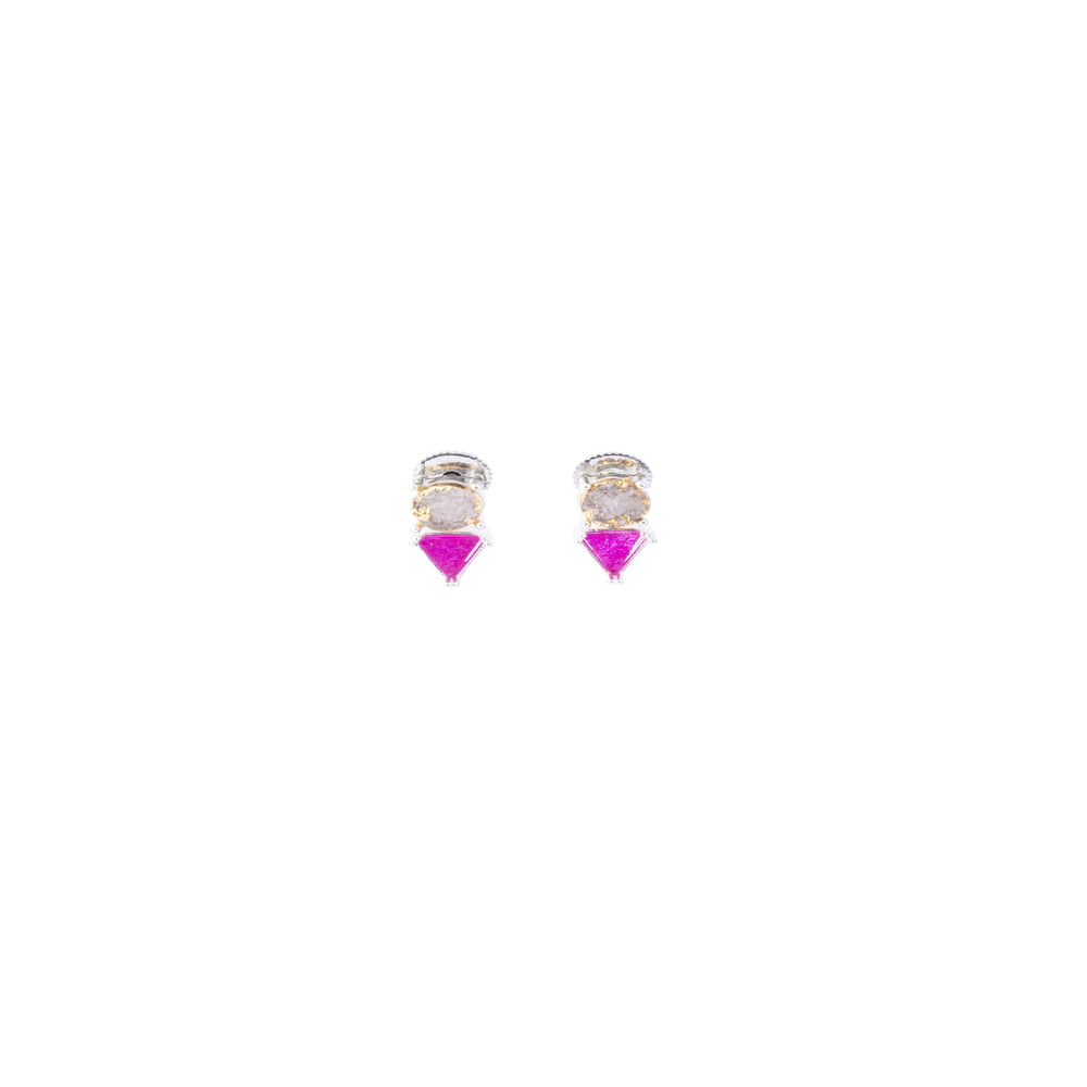 Aqua Pink Droozy Stone Sterling Silver Earring