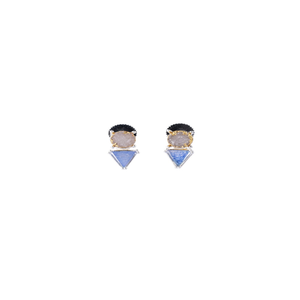 Aqua Blue Droozy Stone Sterling Silver Earring