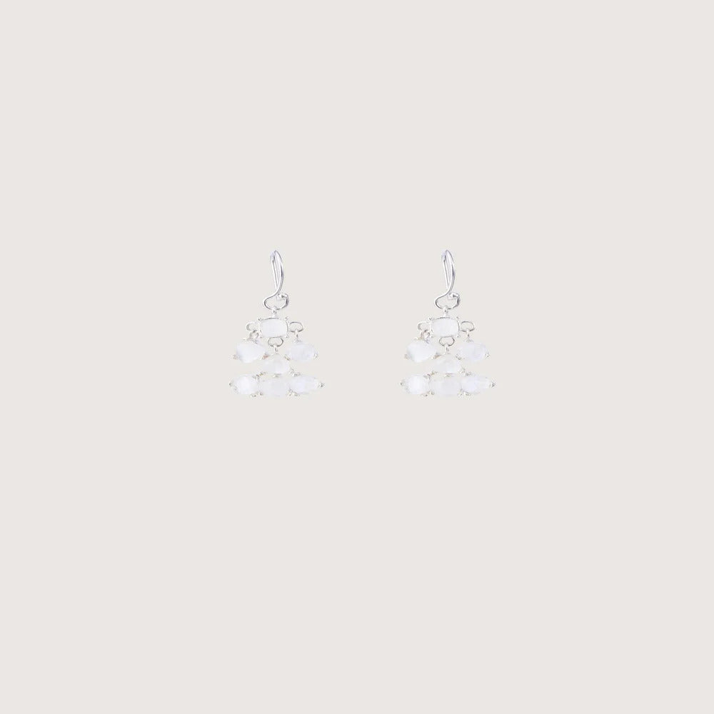 7 Stones Moon Stone Sterling Silver Earring
