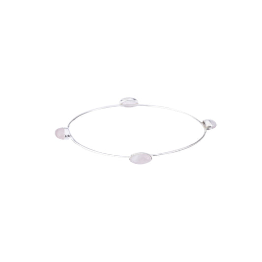 4 stones Rose Quartz Silver Bracelate