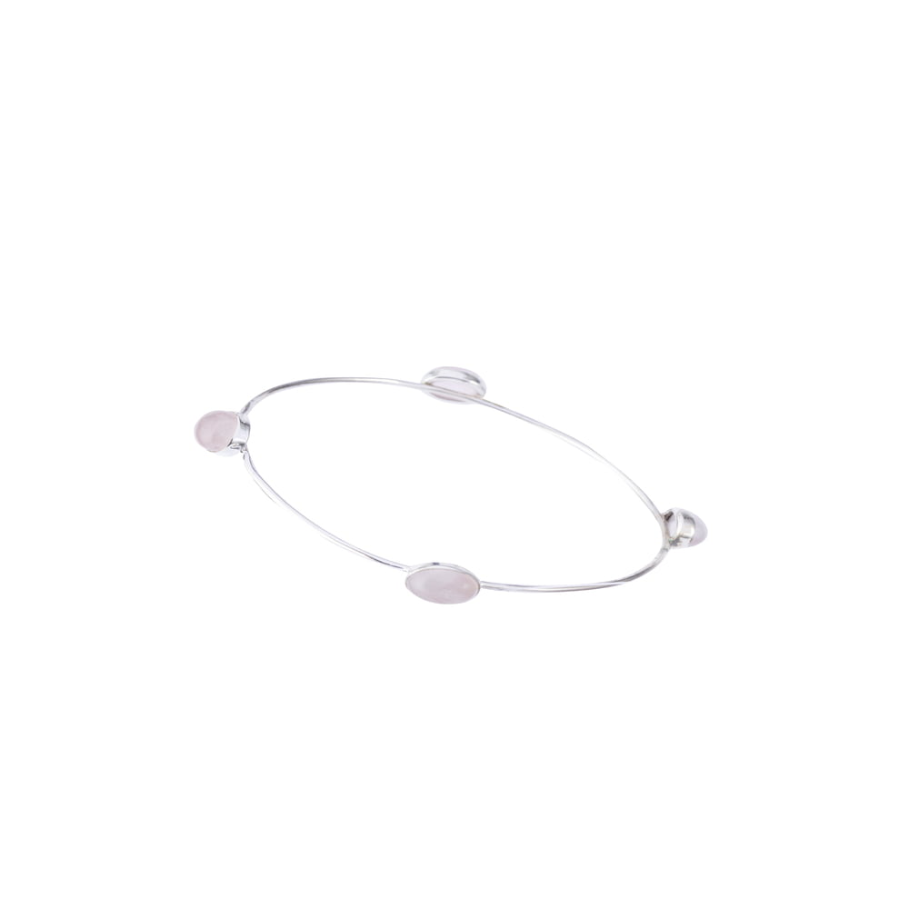 4 stones Rose Quartz Silver Bracelate