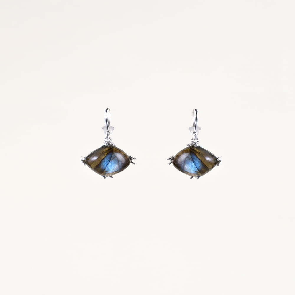 Labradorite Square Sterling Silver Earring