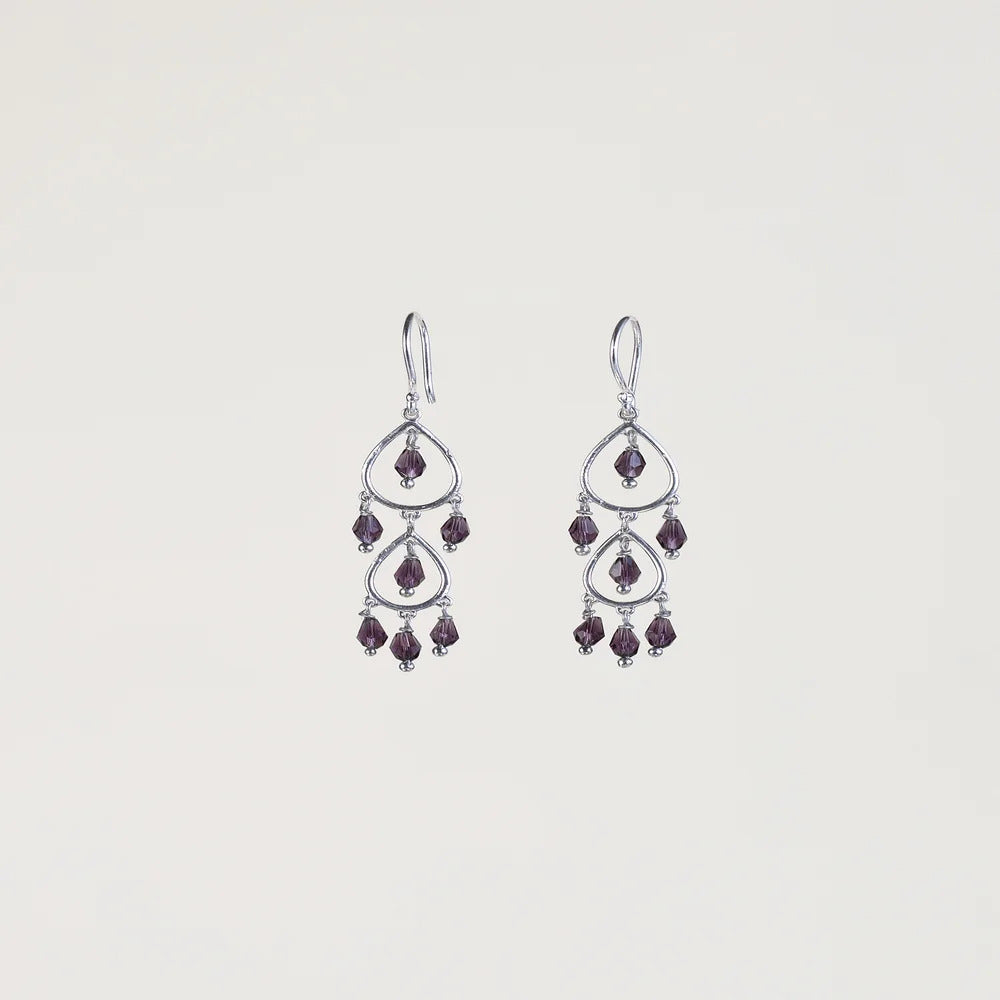 Chandelier Deep Burgundy Sterling Silver Earring