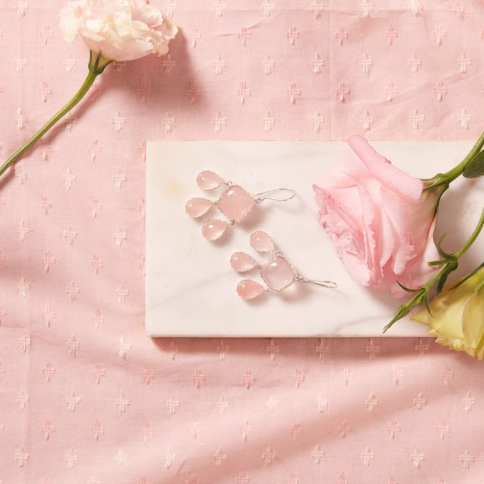 Rose Quartz Sterling Dangling Earrings