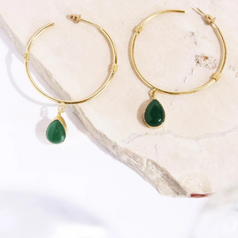 Green Hoop Earrings