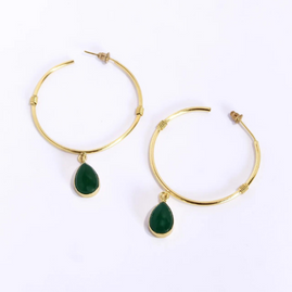 Green Hoop Earrings
