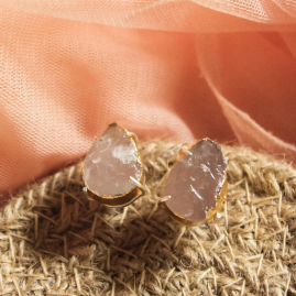 Pink Rough Stone Stud Earring in 92.5 Sterling Silver