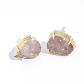 Pink Rough Stone Stud Earring in 92.5 Sterling Silver