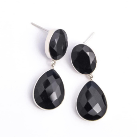 2 Stones Black Onyx Earring