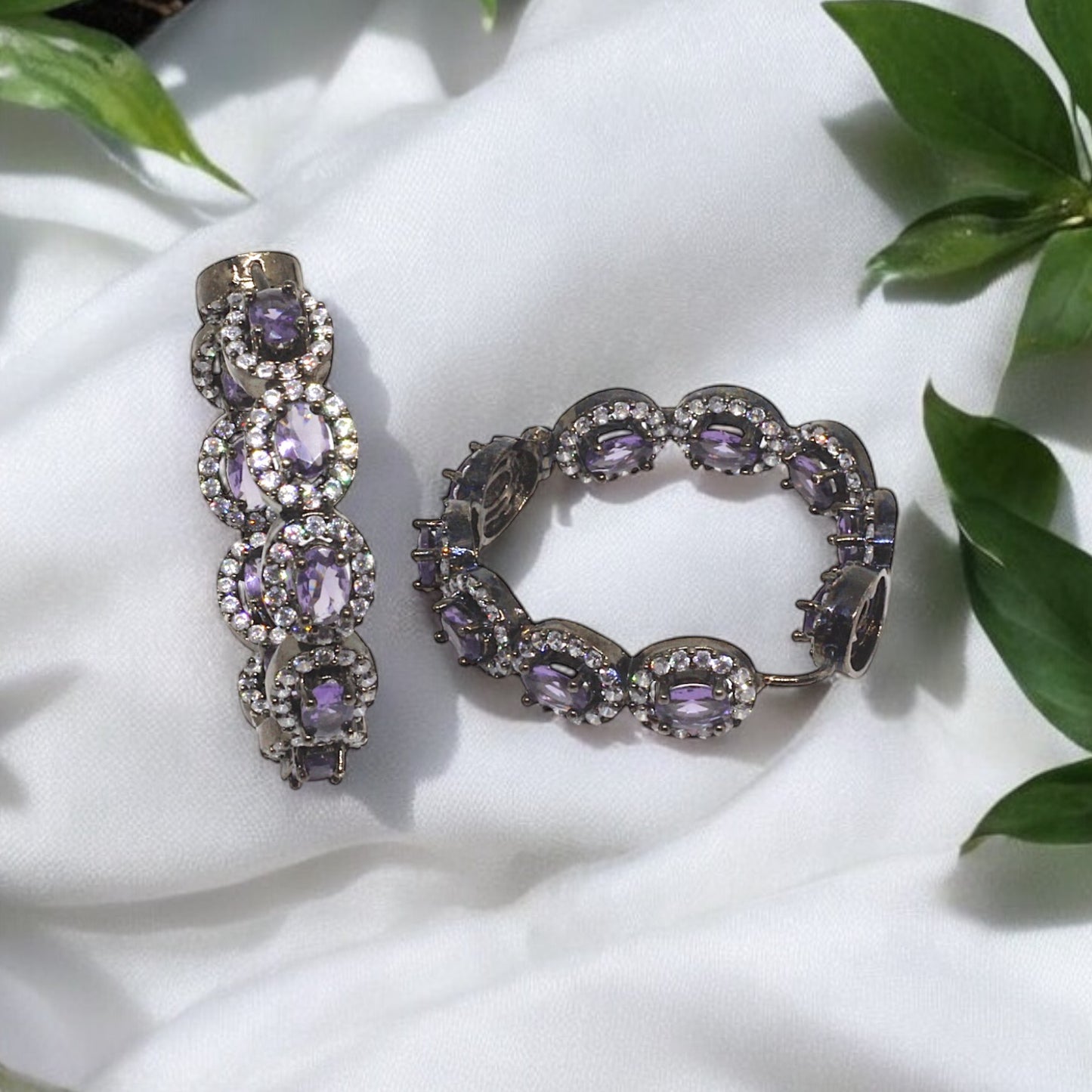 Amethyst Halo Hoops