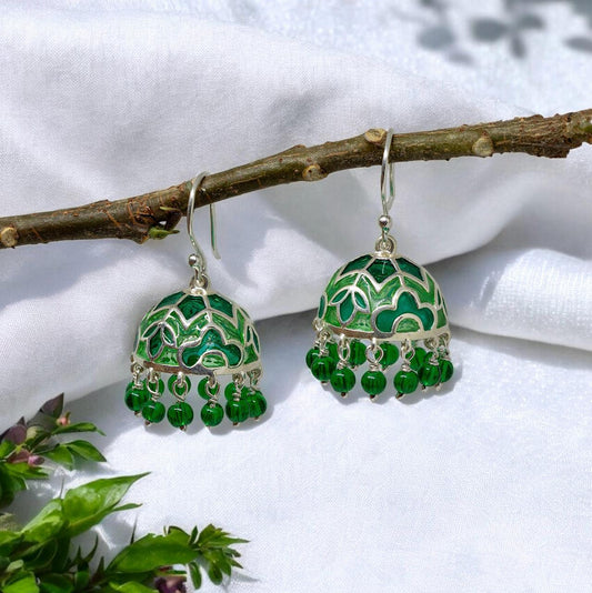 Silver Meena Jhumkis