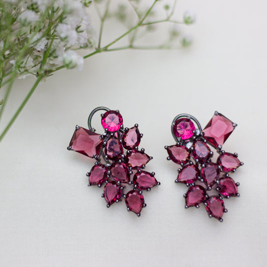 Pink Cluster Earrings